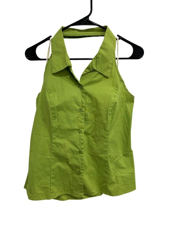 herman geist Tops - Herman Geist Womens Lightweight Green Halter Button Up Collar Top Retro Chic